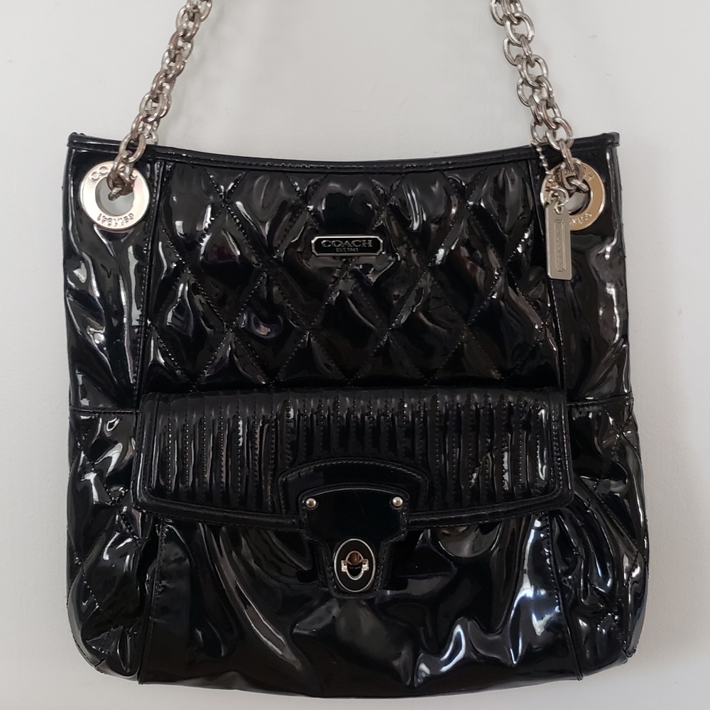Coach Poppy  Quilted Patent Leather Crossbody